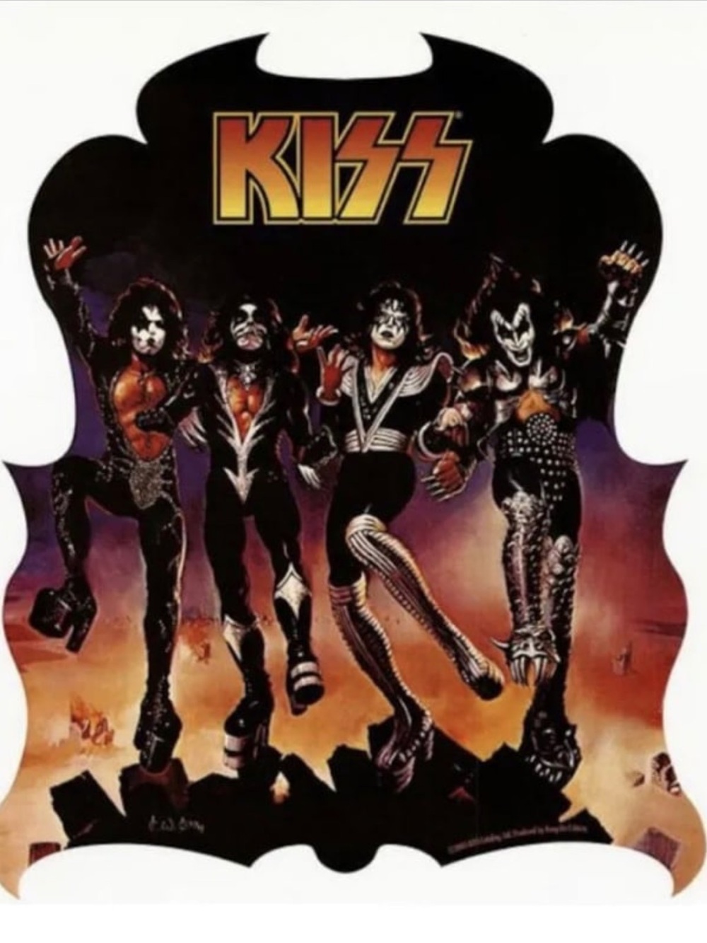 Vintage 1970s KISS Destroyer Flame Band Iron on Transfer 11”x 8” New Old Stock